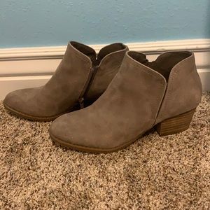 Grey heeled booties